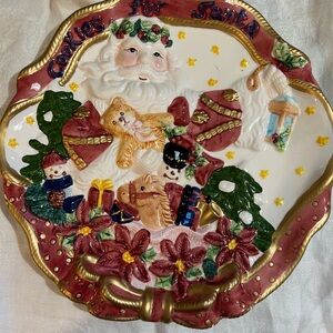 Festive Santa Cookie Plate - Multicolor
